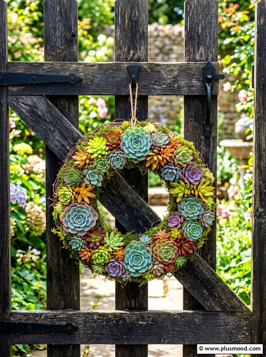 Succulent Wreath Decor - 25 summer succulent garden ideas