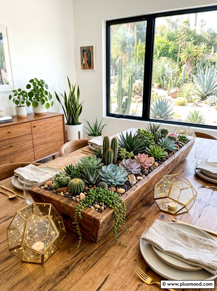 Succulent and Cacti Centerpiece - 25 summer buffet table decor ideas