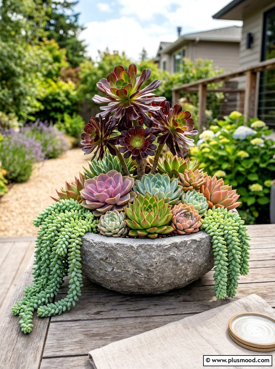 Succulent bowl summer planter - 25 beautiful summer planter ideas