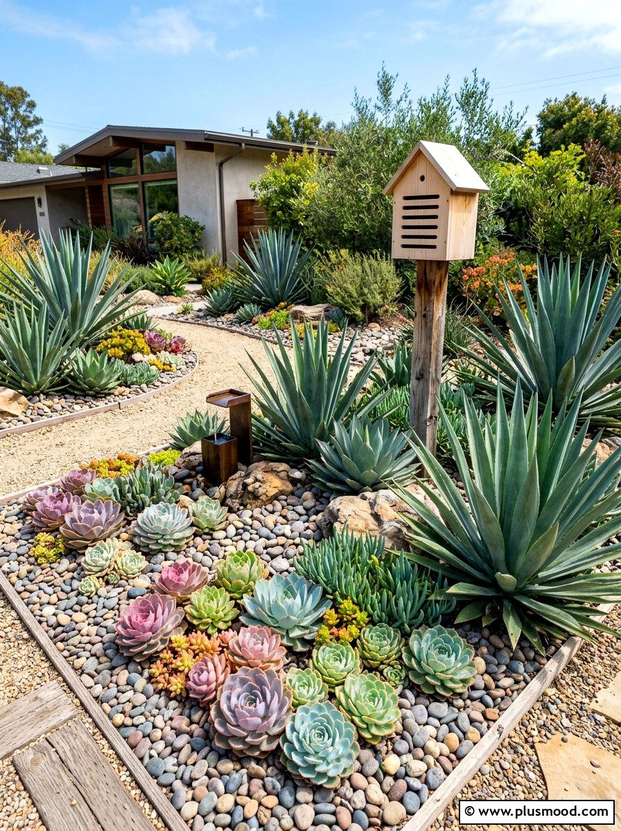 Succulent garden layout - 25 small backyard ideas with butterfly house