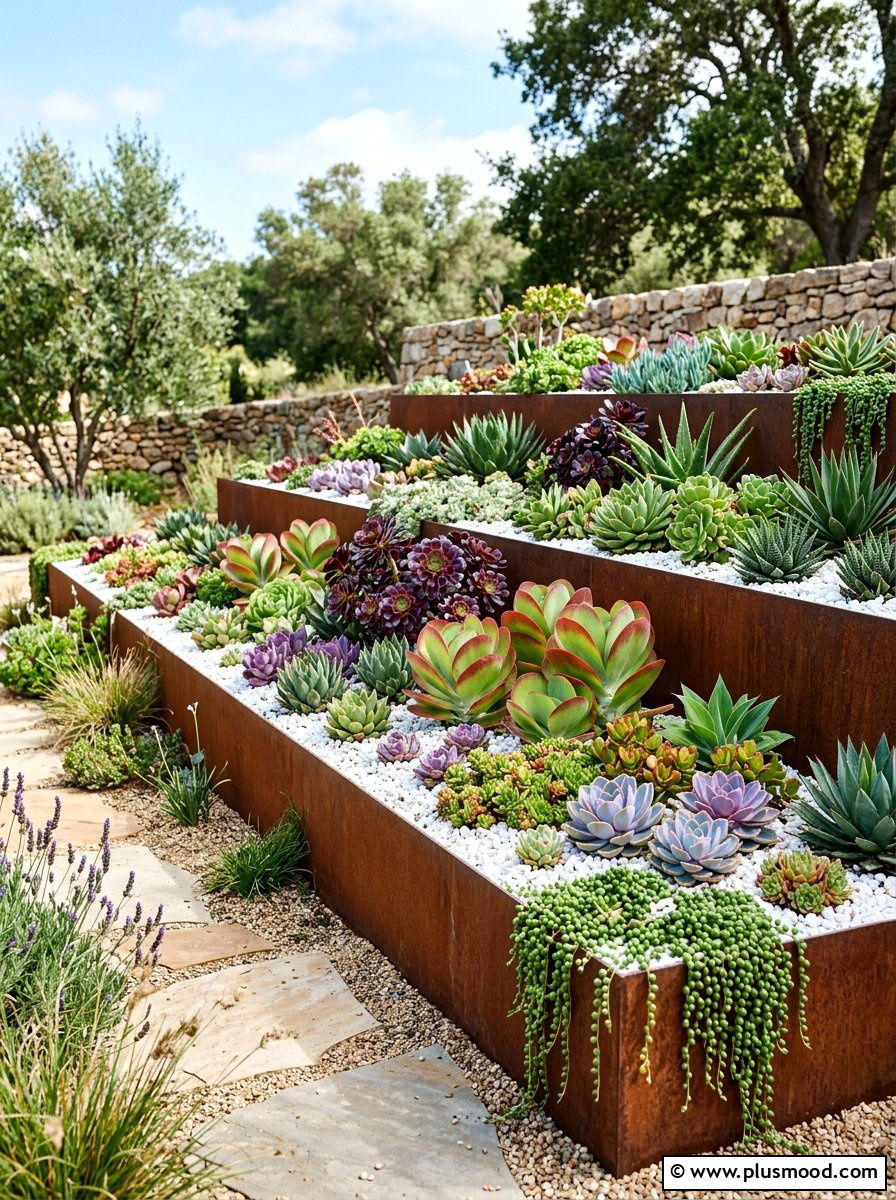 Succulent garden layout - 25 summer desert landscaping ideas