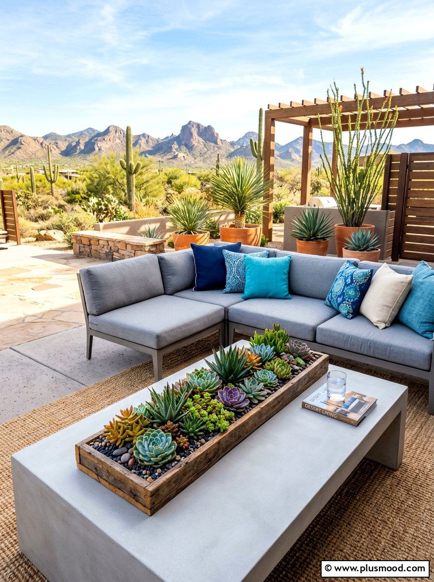 Succulent garden tray - 25 summer patio centerpiece ideas