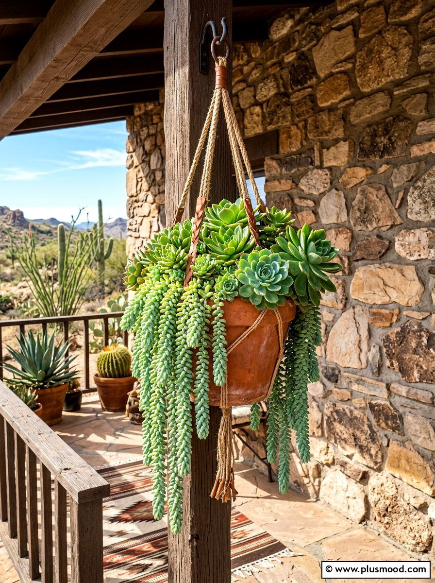 Succulent hanging basket - 25 summer hanging basket ideas for front porch