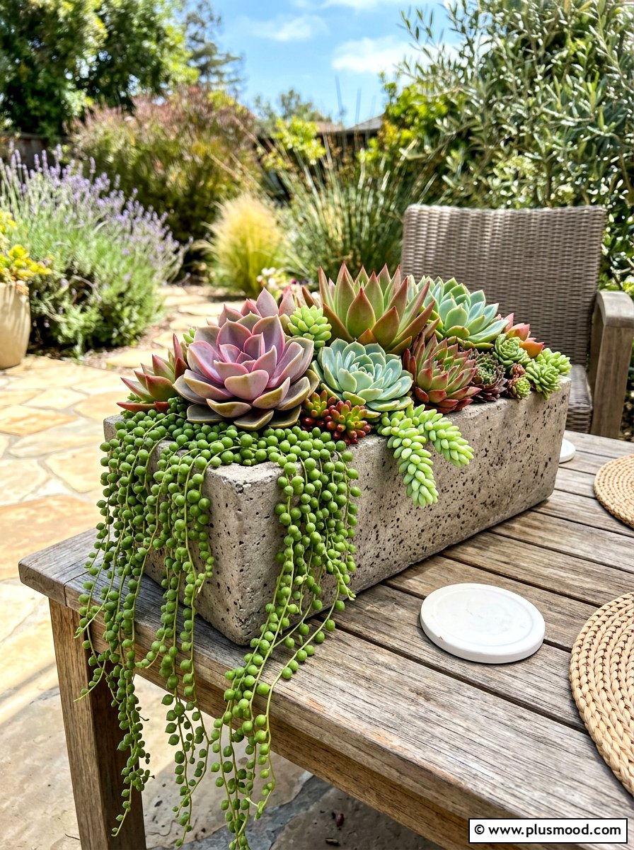 Succulent planter box - 25 summer planter box ideas