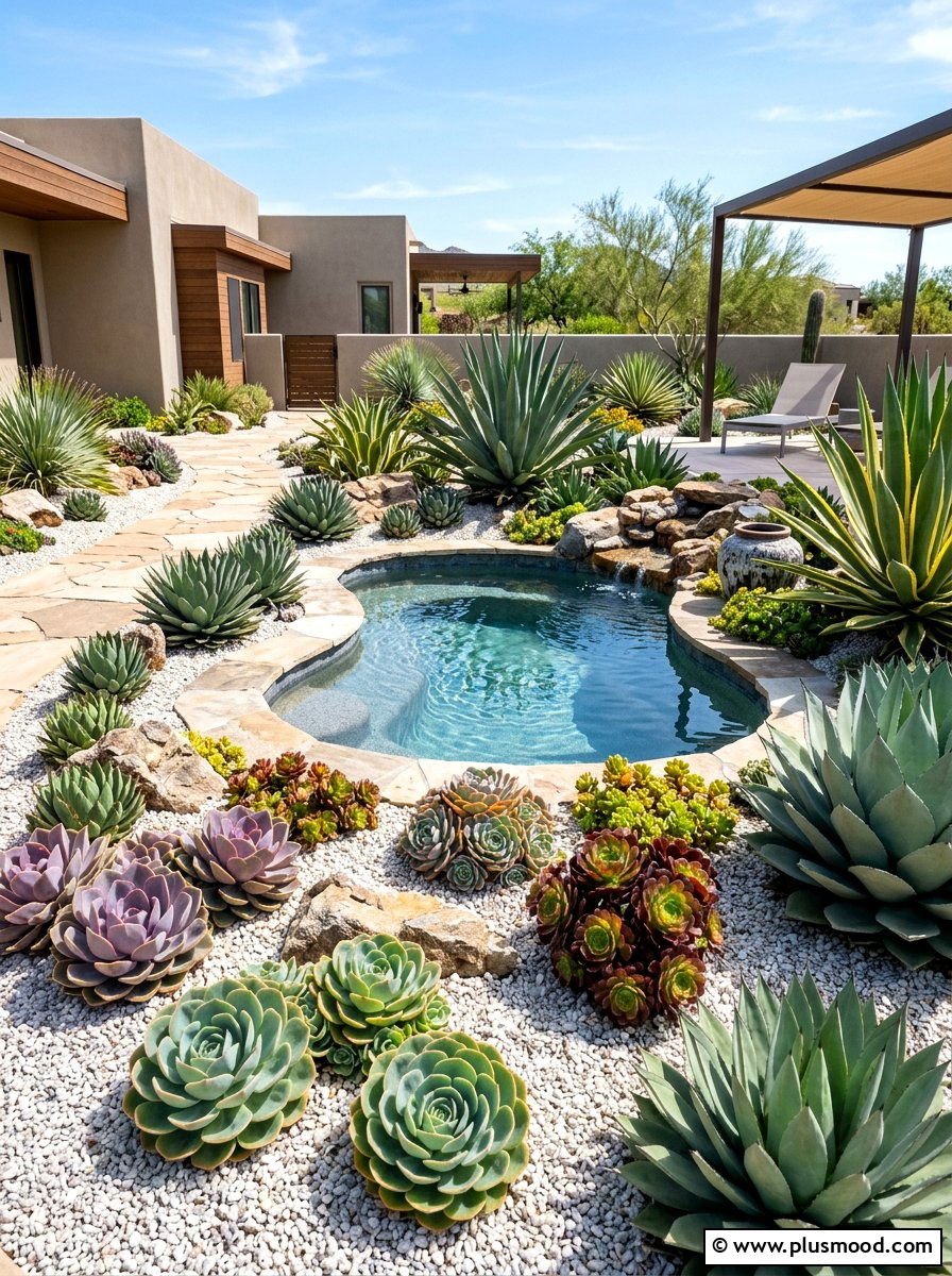 Succulent pool garden - 25 pool landscaping ideas on a budget