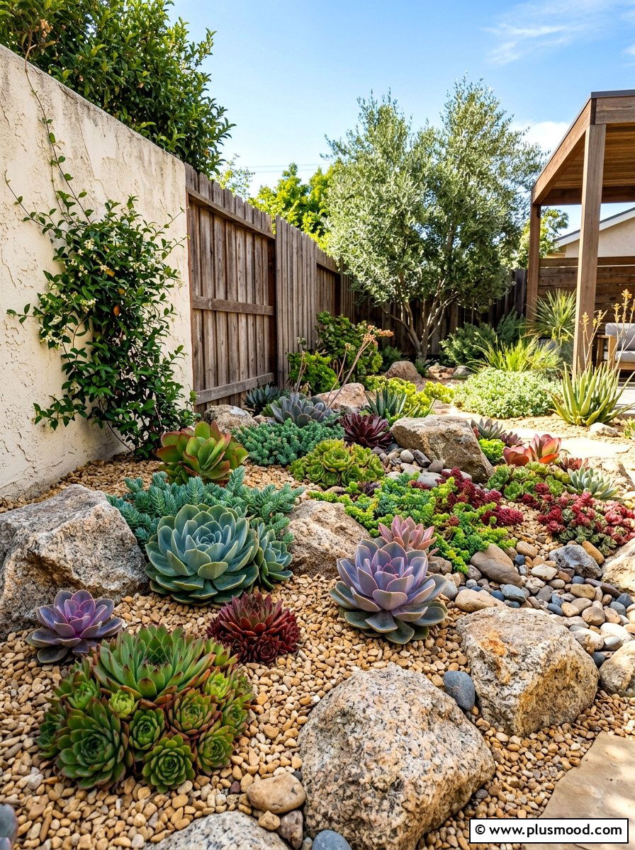 Succulent rock garden - 25 summer corner flower bed ideas