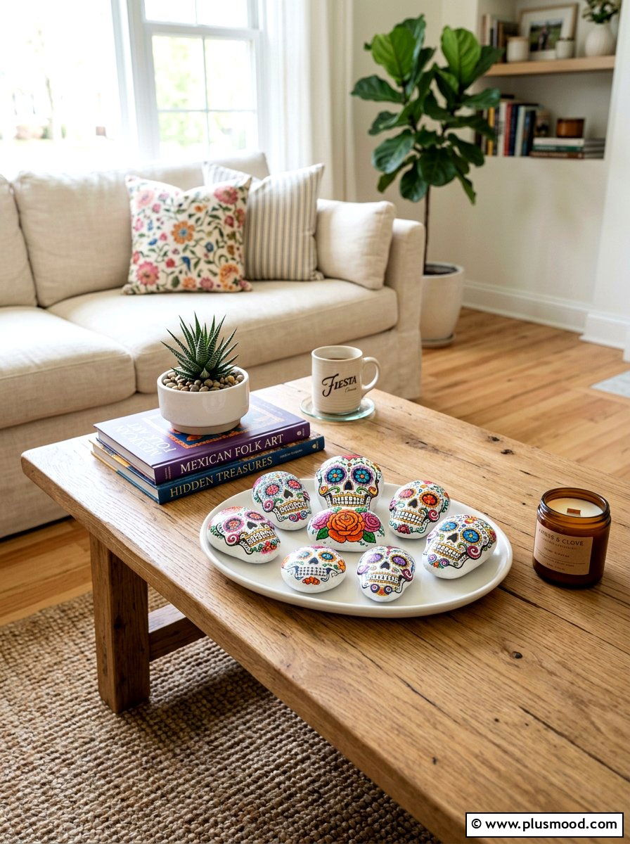 Sugar Skull Painted Rocks - 25 painted rock ideas for Halloween