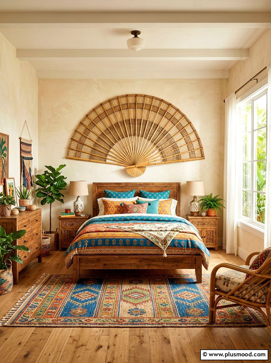 Summer Bamboo Wall Fan - 25 summer wall decor ideas for bedroom