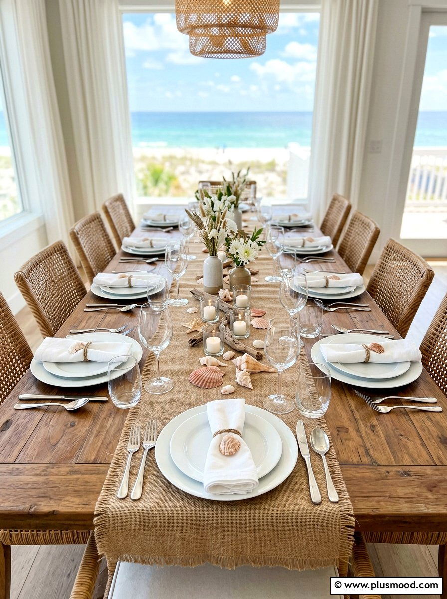 Summer Burlap Table Runner - 25 summer rustic summer decor ideas