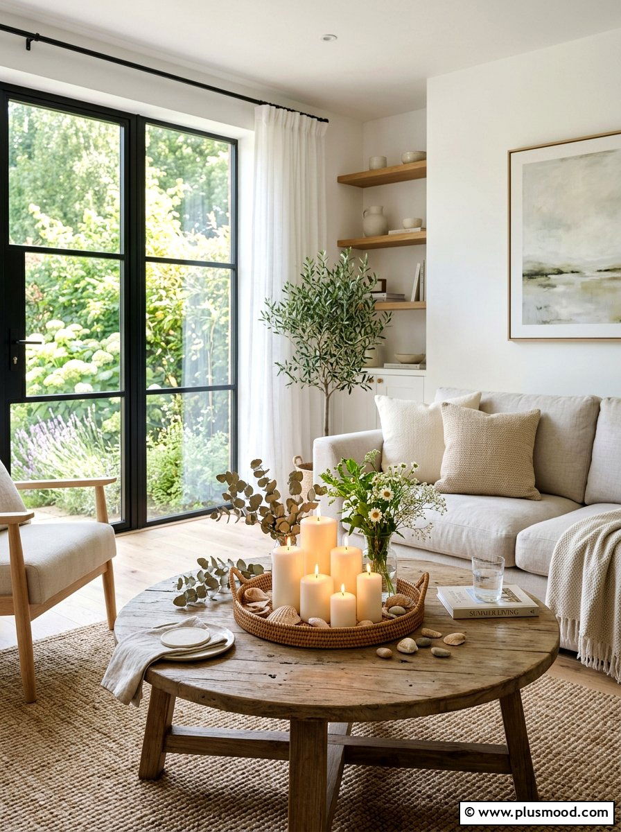 Summer Candle Display - 25 summer coffee table styling ideas for living room