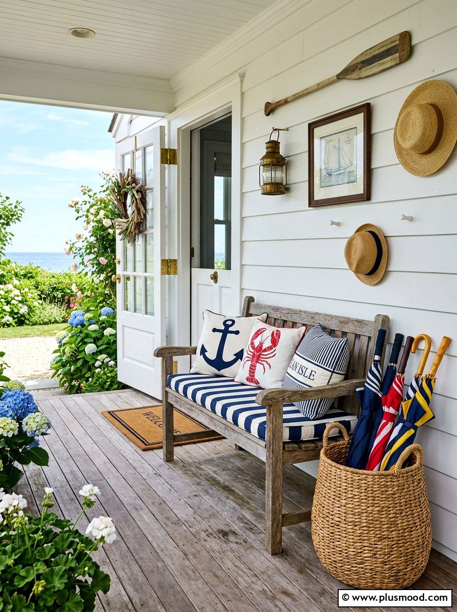 Summer Cottage Coastal Entryway Bench - 25 summer cottage home decor ideas
