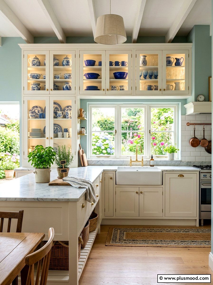 Summer Cottage Glass Front Cabinets - 25 summer cottage home decor ideas