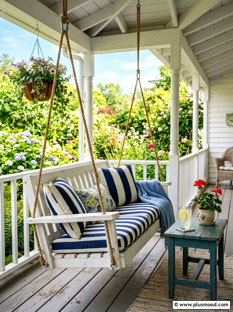 Summer Cottage Hanging Porch Swing - 25 summer cottage home decor ideas
