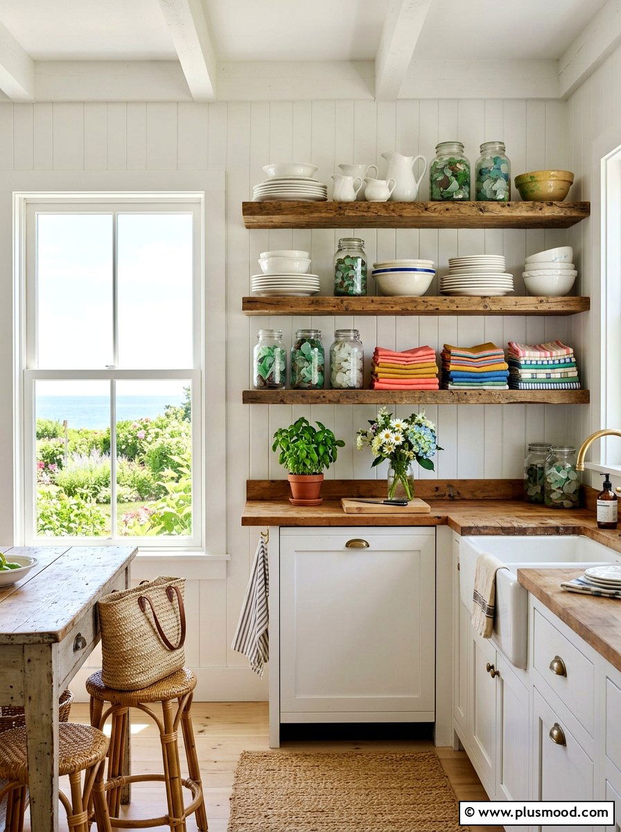 Summer Cottage Open Kitchen Shelving - 25 summer cottage home decor ideas