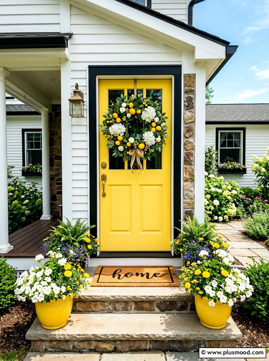 Summer Door Wreath - 25 summer front steps ideas for summer