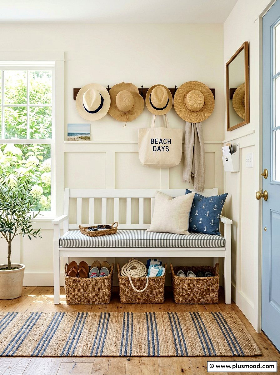 Summer Entryway Bench - 25 summer interior decor ideas