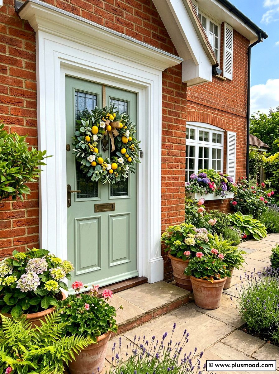 Summer Floral Wreath - 25 summer entryway curb appeal ideas