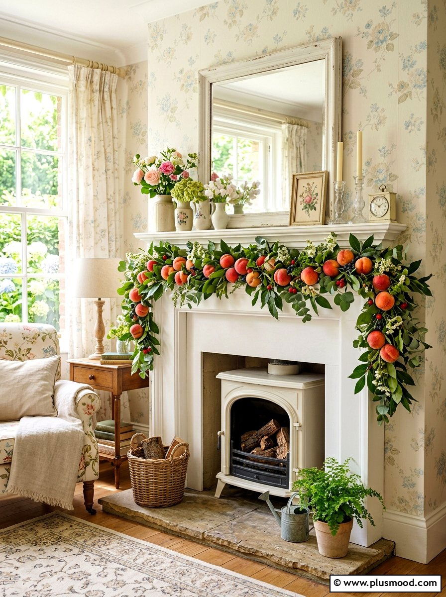 Summer Fruit Mantel Garland - 25 summer mantel decor ideas