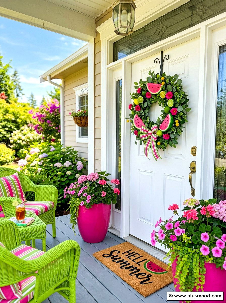 Summer Fruit Wreath - 25 summer front door decor ideas