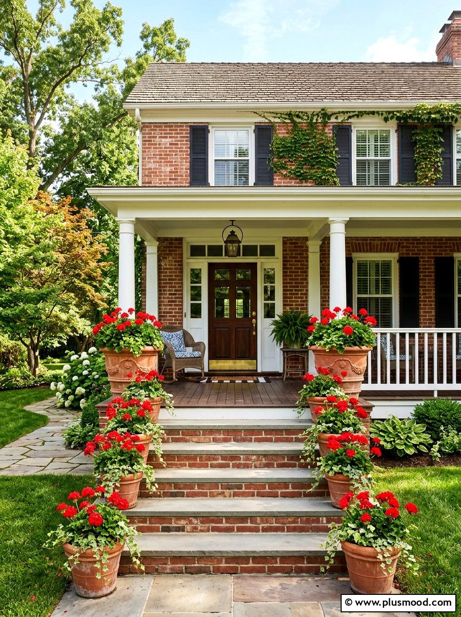 Summer Geranium Planters - 25 summer front porch landscaping ideas