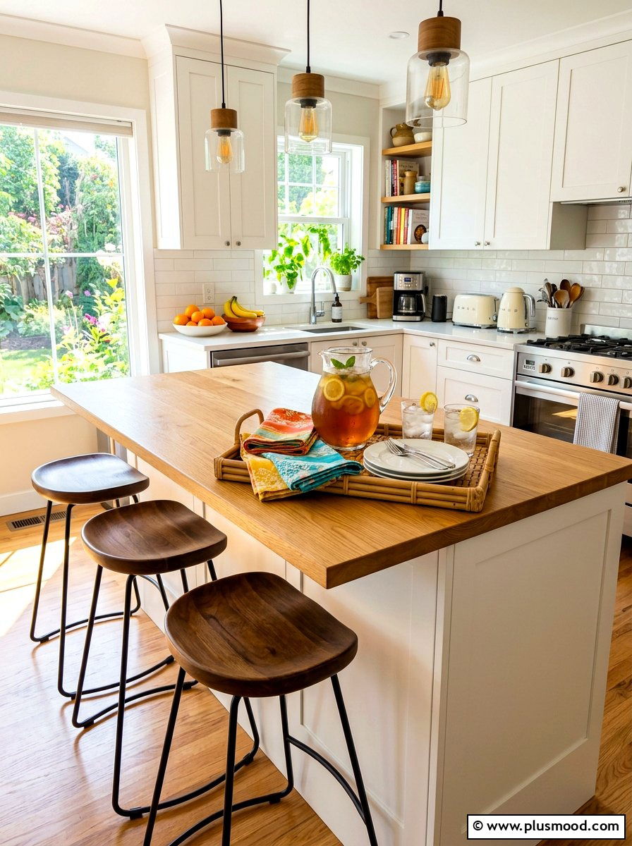 Summer Island Breakfast Bar - 25 summer kitchen island decor ideas