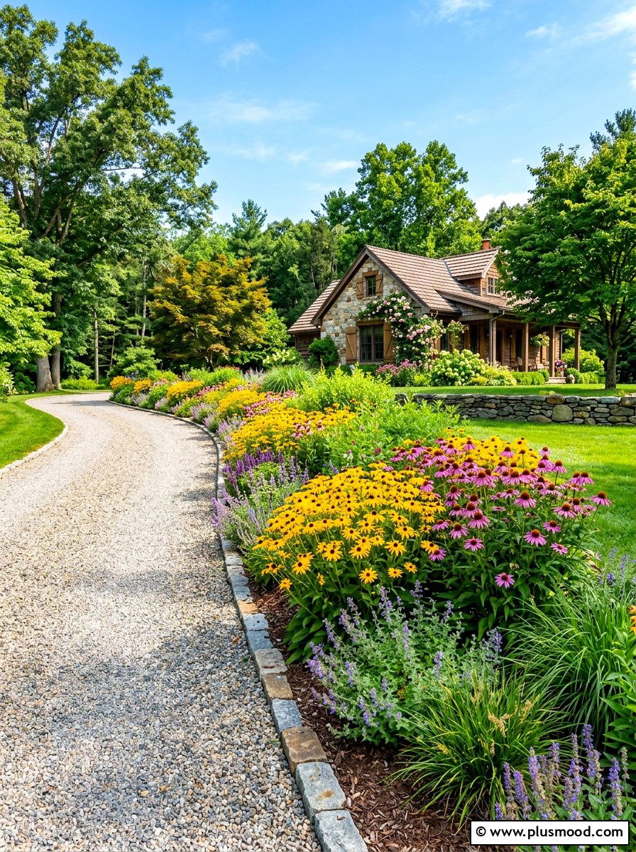 Summer Perennial Driveway Border - 25 summer driveway landscaping ideas