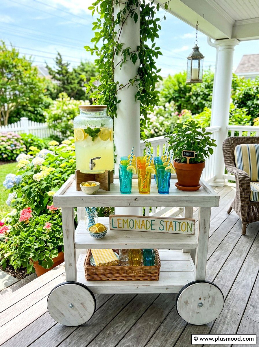 Summer Porch Lemonade Station - 25 summer front porch makeover ideas