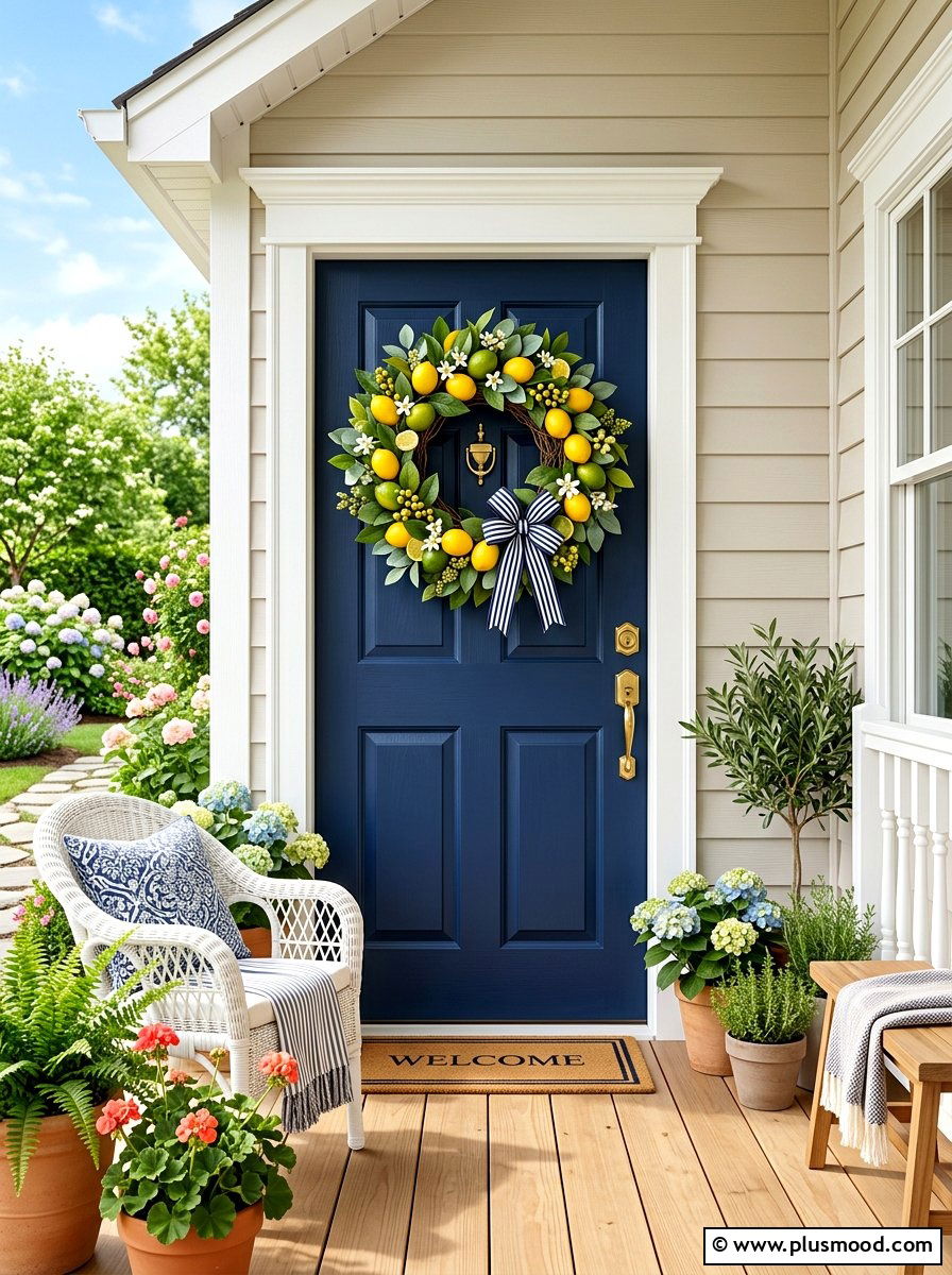Summer Porch Wreath - 25 summer front porch curb appeal ideas