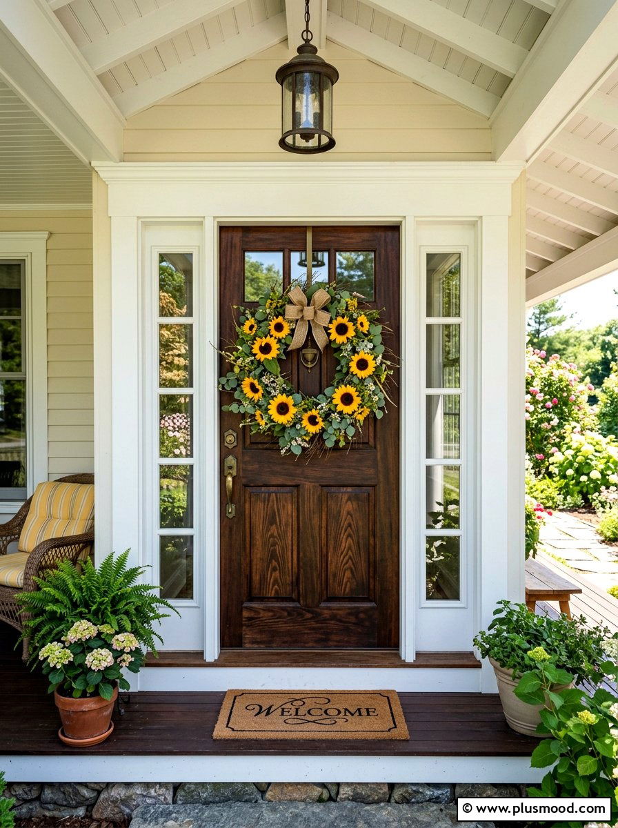 Summer Porch Wreath - 25 summer farmhouse curb appeal ideas