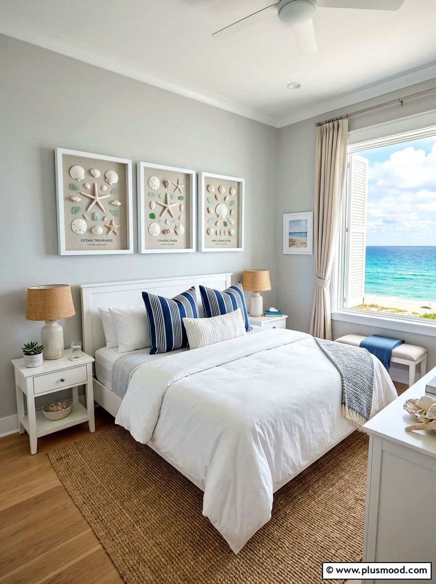 Summer Shell Shadow Box - 25 summer wall decor ideas for bedroom