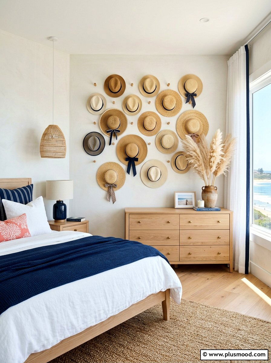 Summer Straw Hat Wall - 25 summer wall decor ideas for bedroom