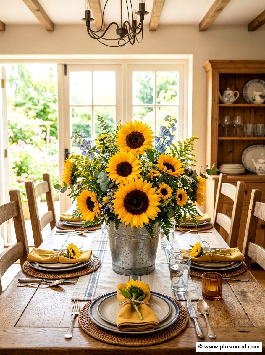 Summer Sunflower Floral Arrangement - 25 summer rustic summer decor ideas