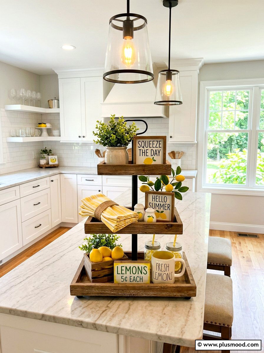 Summer Tiered Tray Decor - 25 summer kitchen counter decor ideas