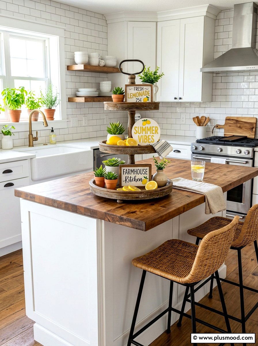 Summer Tiered Tray Island - 25 summer kitchen island decor ideas