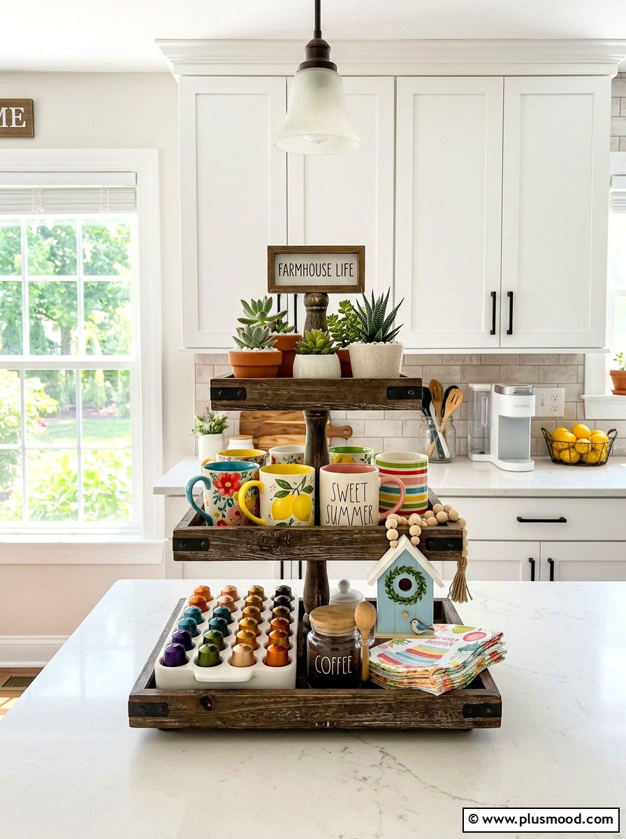 Summer Tiered Tray - 25 summer coffee bar decor ideas