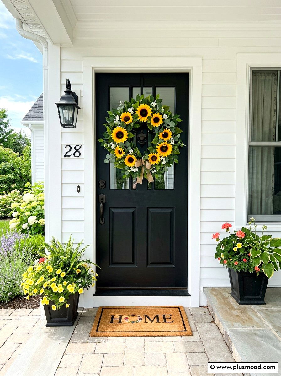 Summer Wreath Black Front Door - 25 summer black front door ideas
