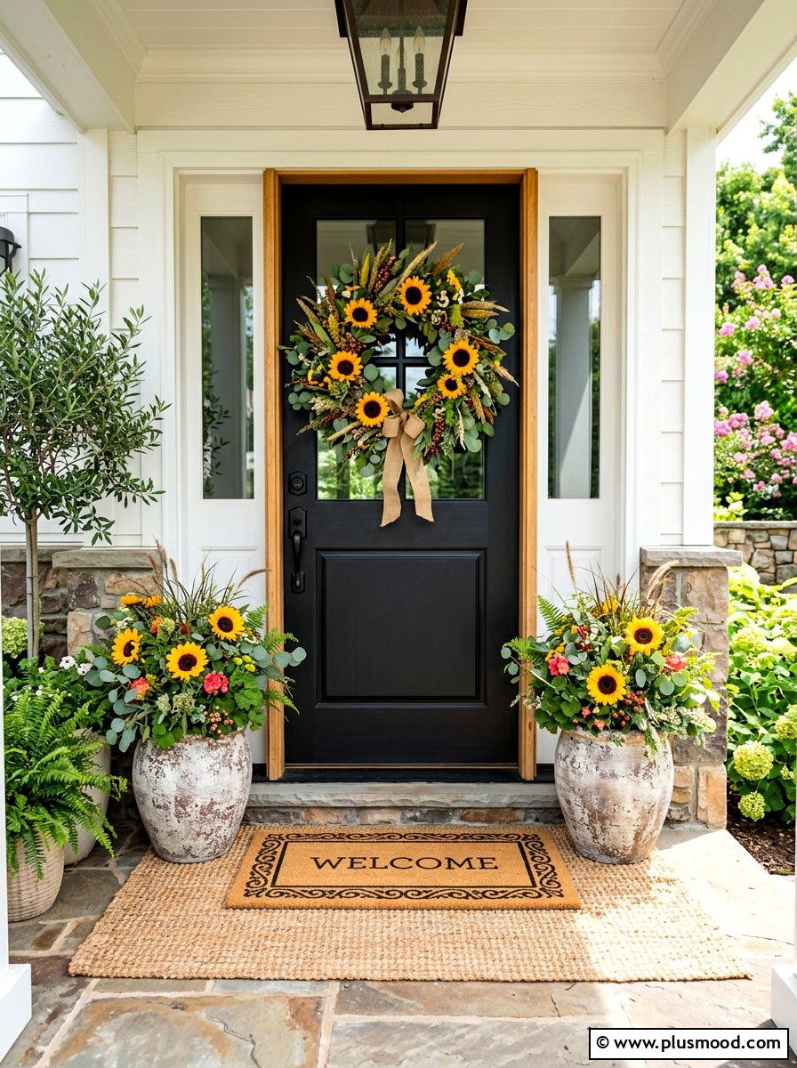 Summer door wreath - 25 simple summer front porch ideas