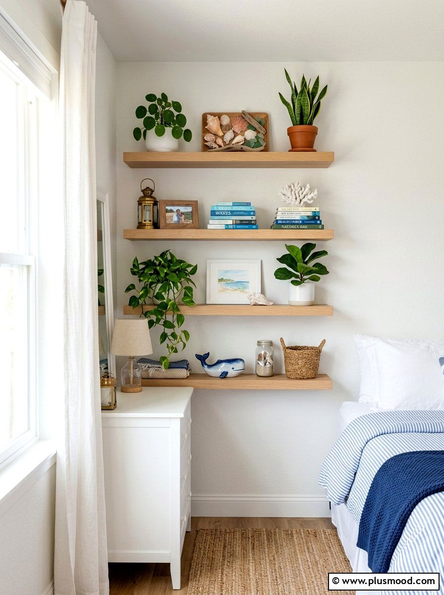 Summer floating shelves - 25 summer bedroom refresh ideas