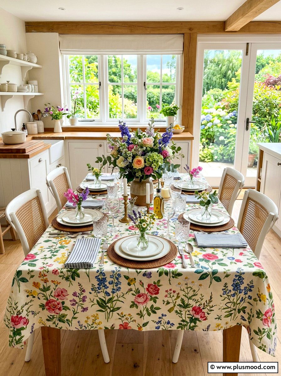 Summer floral table setting - 25 summer floral kitchen decor ideas