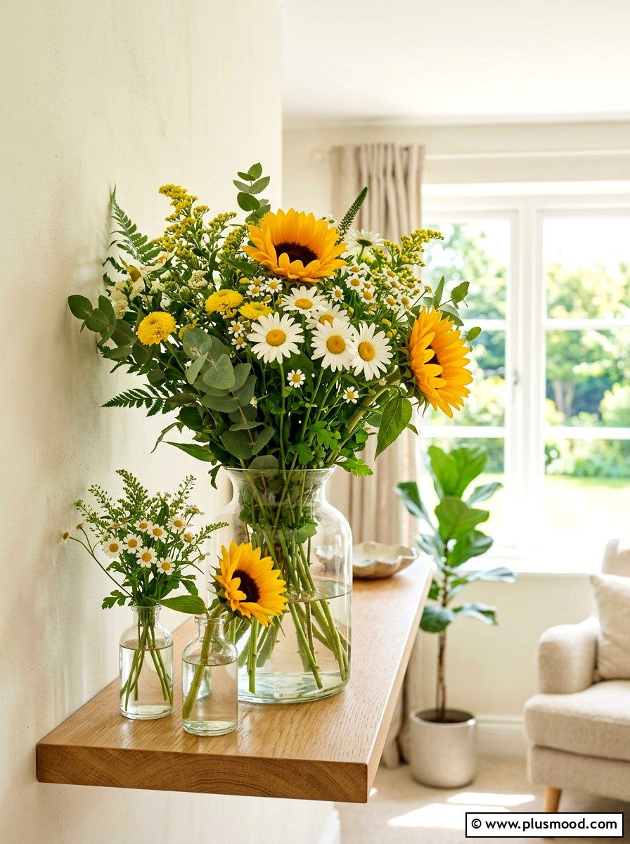 Summer floral vase - 25 summer shelf decor ideas
