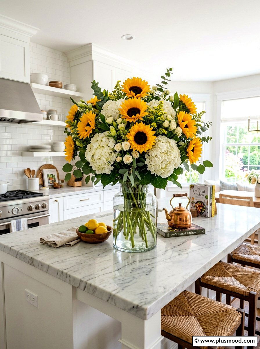 Summer flower arrangement - 25 fresh summer kitchen decor ideas