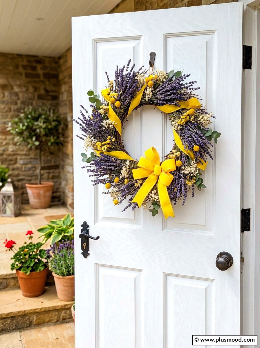 Summer front door wreath - 25 summer cottage curb appeal ideas