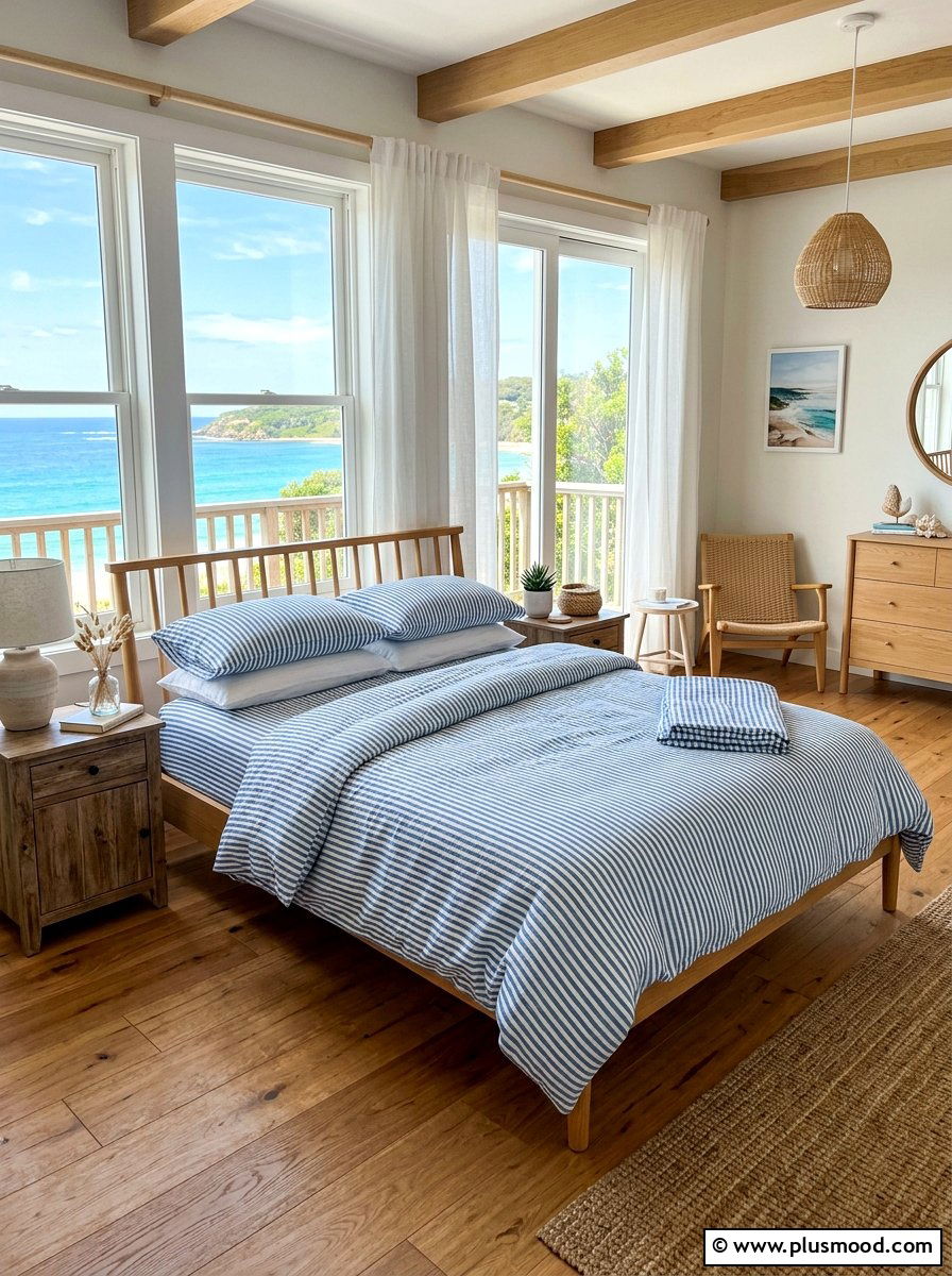 Summer striped bedding - 25 summer bedroom refresh ideas