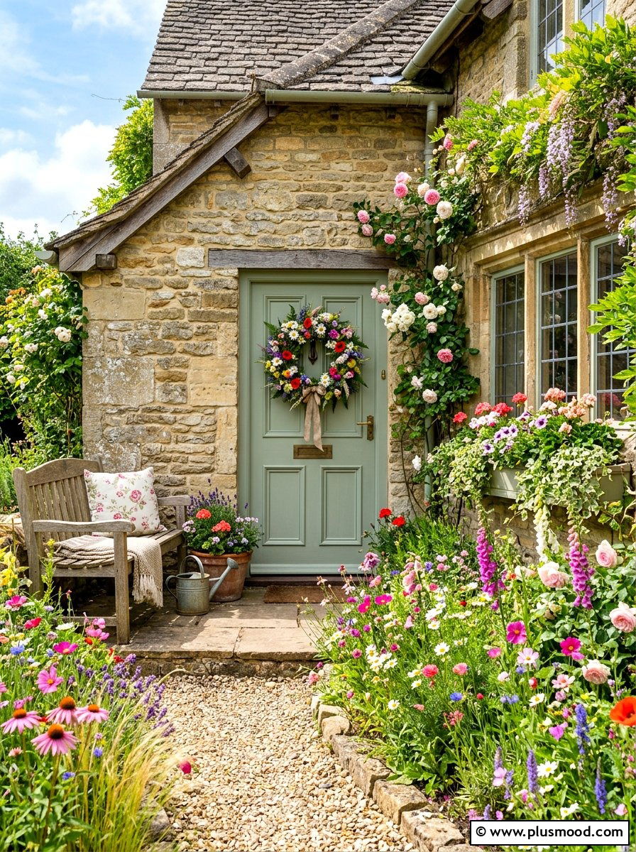 Summer wildflower wreath - 25 summer front porch wreath ideas