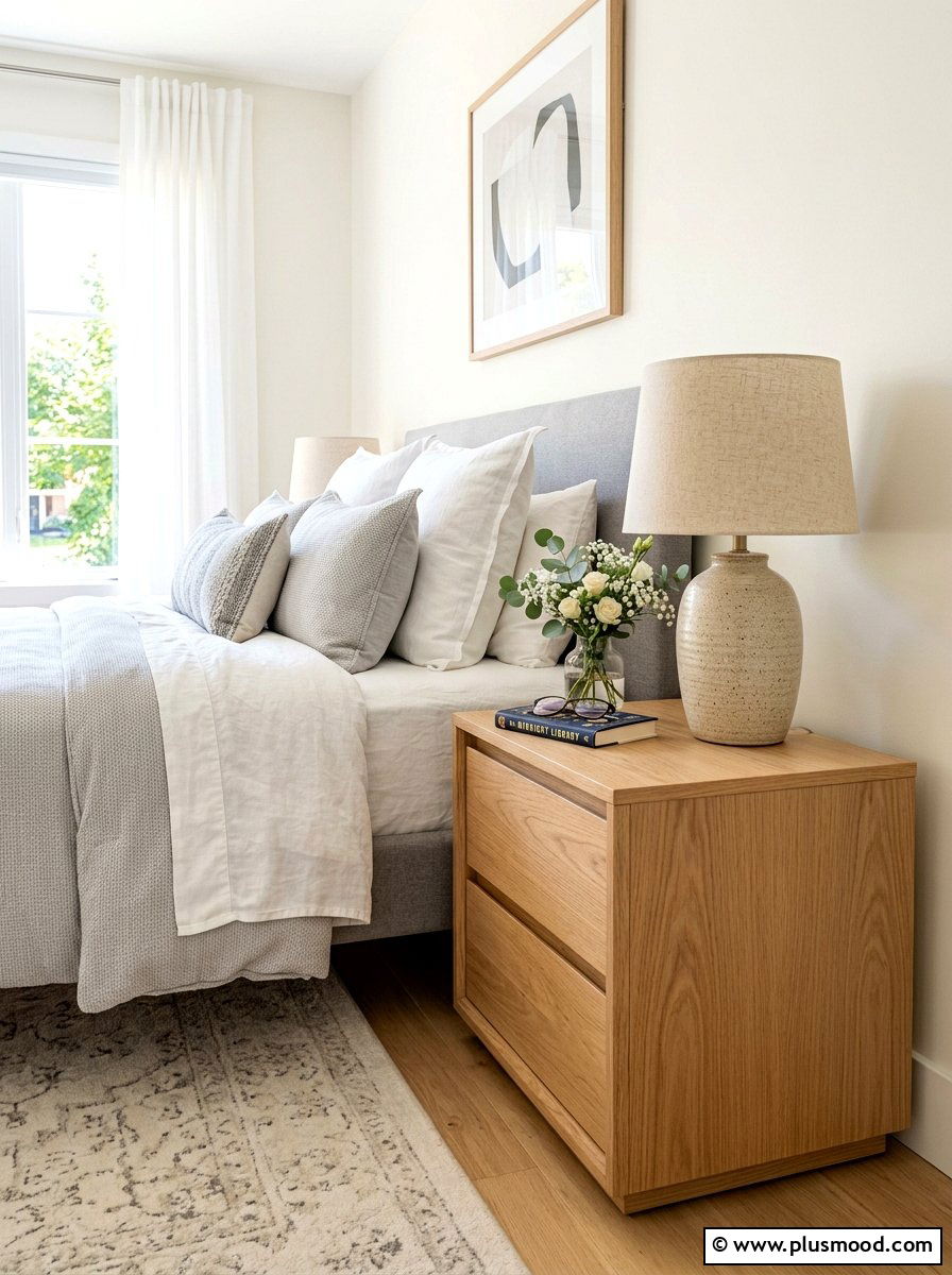 Summer wood nightstand - 25 summer bedroom refresh ideas