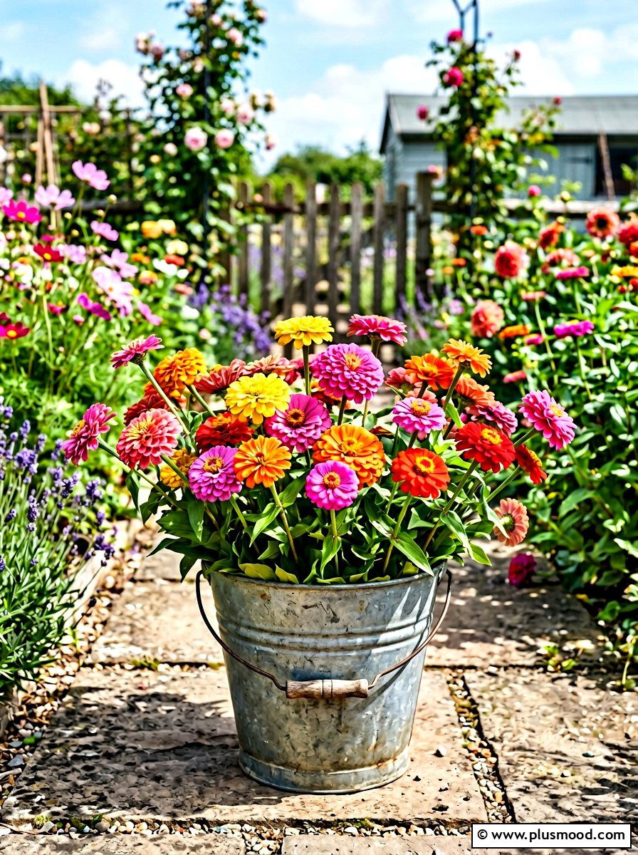 Summer zinnia pot - 25 summer garden pot arrangement ideas