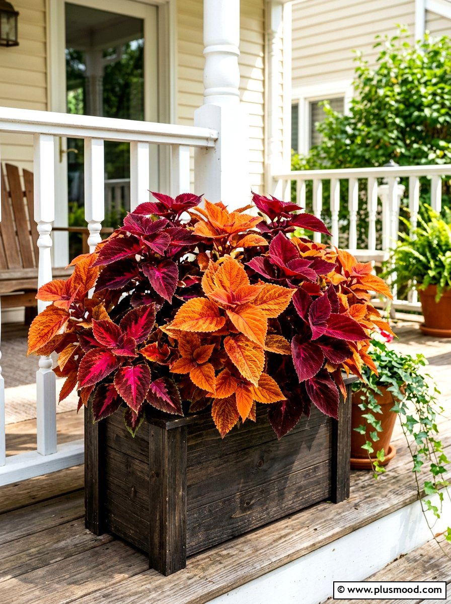 Sun Loving Coleus Foliage Arrangement - 25 summer low maintenance planter ideas