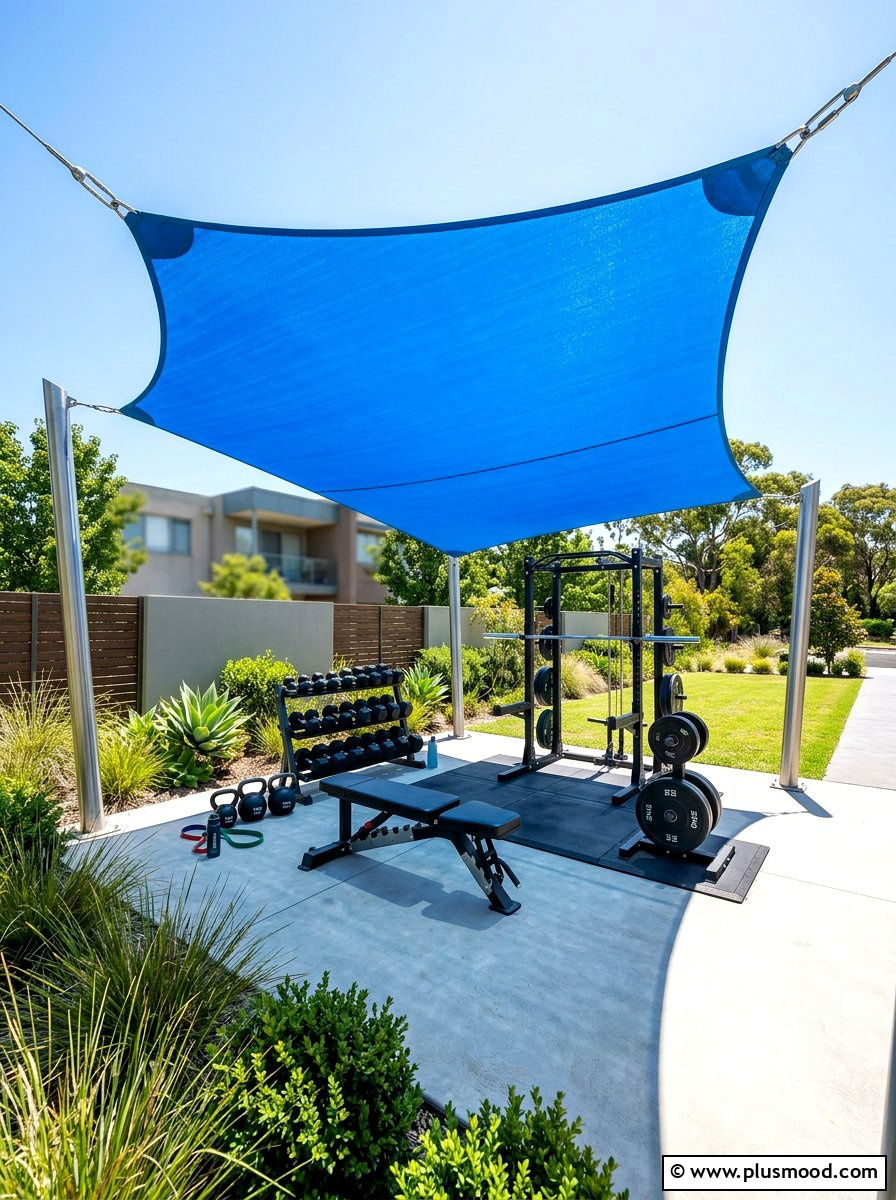 Sun Shaded Exercise Area - 25 small backyard ideas with outdoor gym