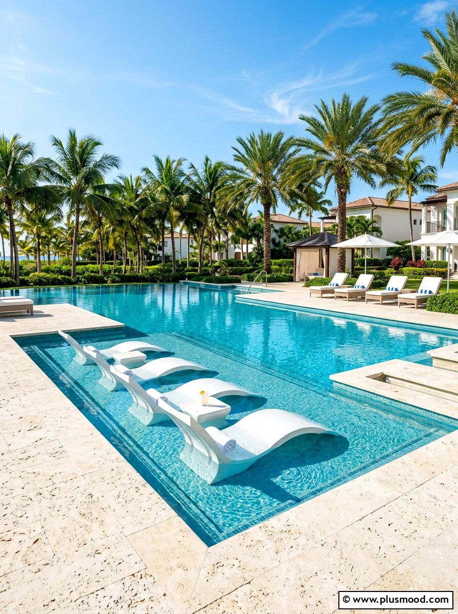 Sun Shelf Pool Seating - 25 summer pool patio ideas