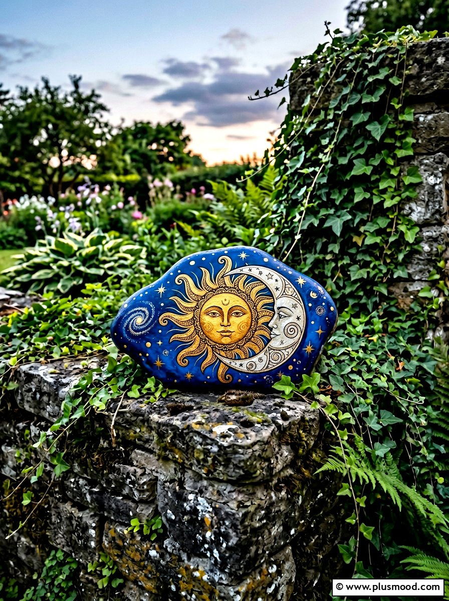 Sun and moon art - 25 painted rock ideas with sun design